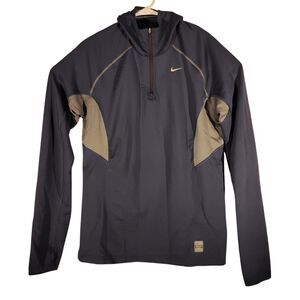 Nike Pro Combat shirrt mens L LArge navy blue 1/4 zip hyperwarm long sleeve